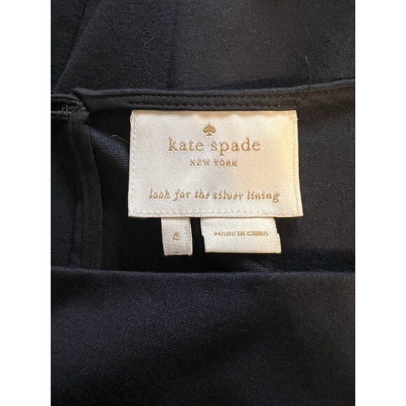 Kate Spade Selma Dress 4 Black A Line Ponte Stretch Pockets Career Church $289 - Picture 9 of 10